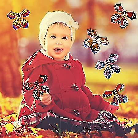 20pcs Flying Butterfly Toy Set， Wind Up Butterfly Toy Elastic Band Powered Magic Butterfly Card Wind Up Butterfly Toy