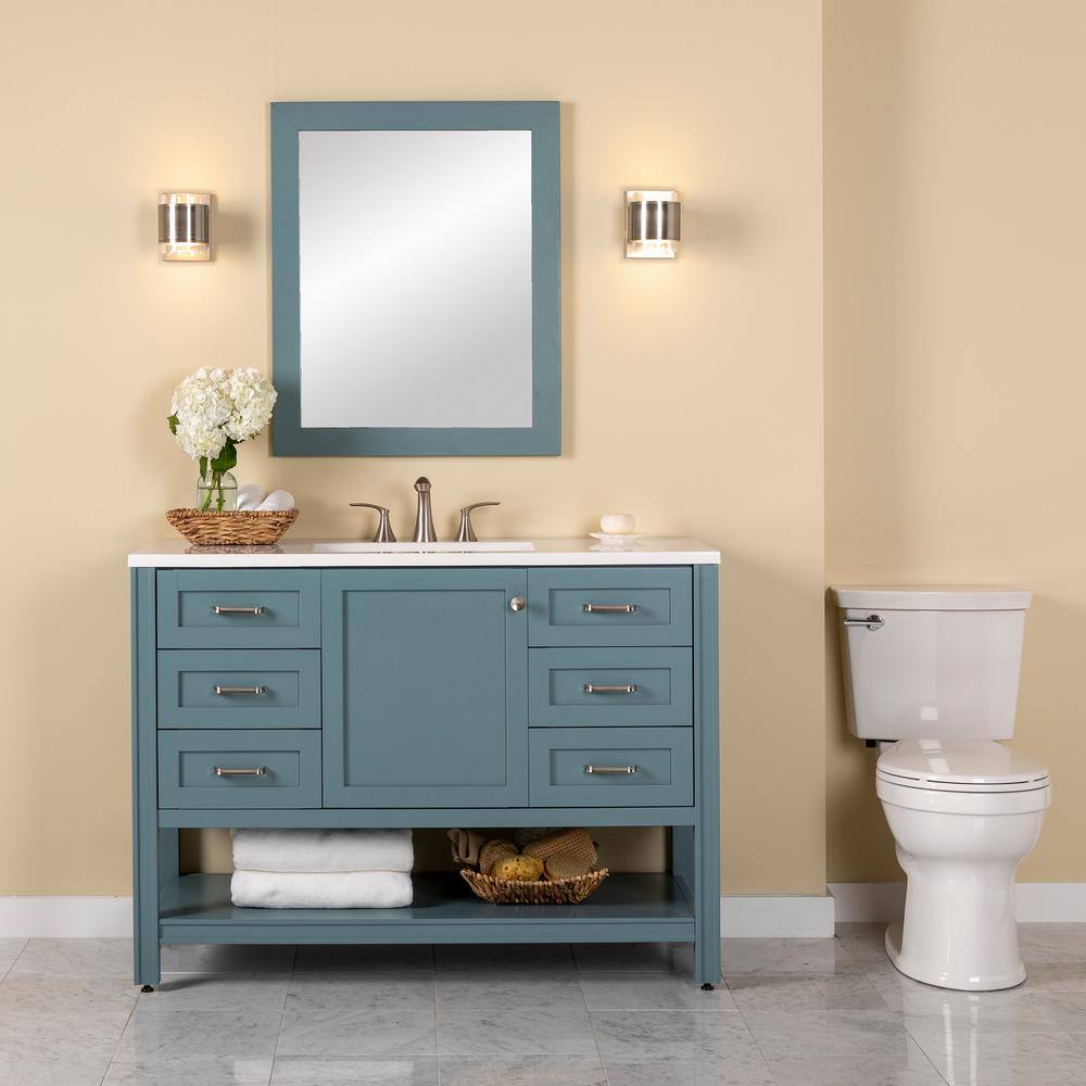 Home Decorators Collection Northwind 48.25 in. W x 18.75 in. D Bath Vanity in Sage with Cultured Marble Vanity Top in White with Integrated Sink B48X20135