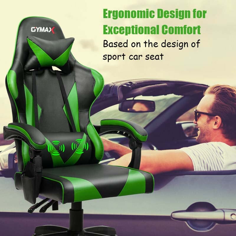 Massage Gaming Chair Recliner, Racing Computer Office Chair, Ergonomic High Back Swivel PC Game Chair with Headrest & Lumbar Support