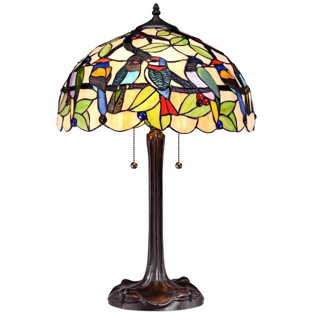 High Bronze Tropical Birds Stained Glass Shade For Living Room Family Bedroom Nightstand