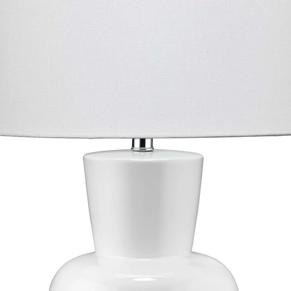 Table Lamp with Glazed Hourglass Bellied Shaped Body， White