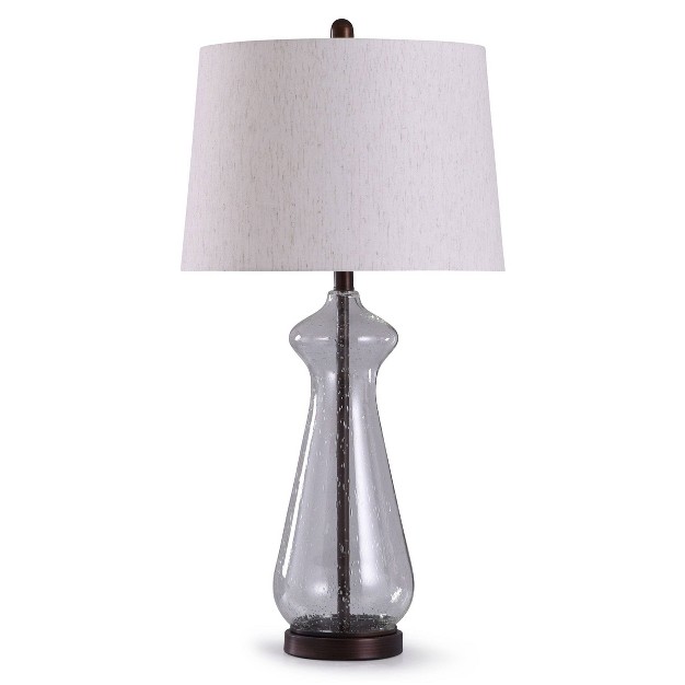 Allen Seeded Glass Table Lamp With Tapered Drum Shade Oil Rubbed Bronze Stylecraft