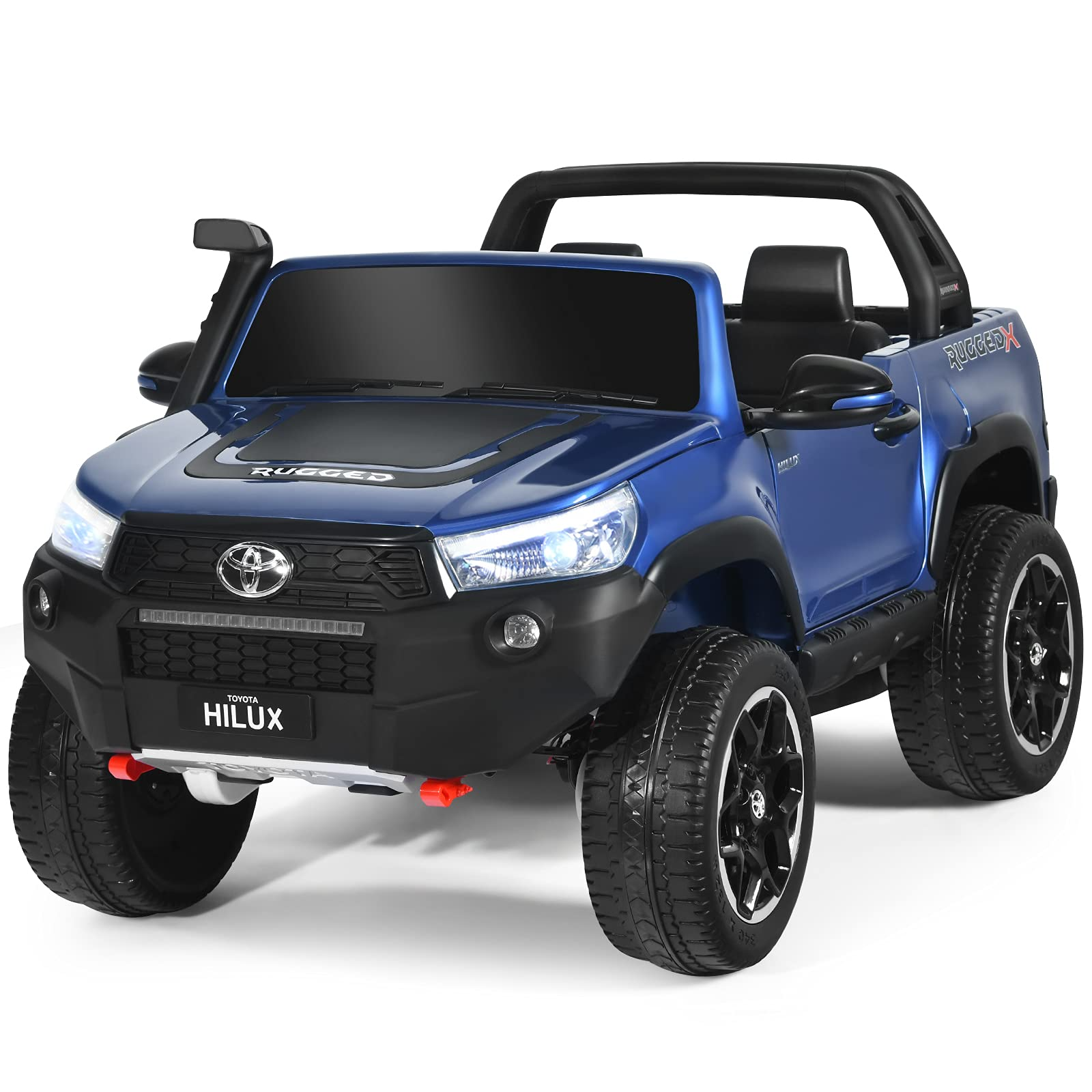 Costzon 2-Seater Ride on Car, 4WD 2x12V Licensed Toyota Hilux Battery Powered Truck w/ Remote Control