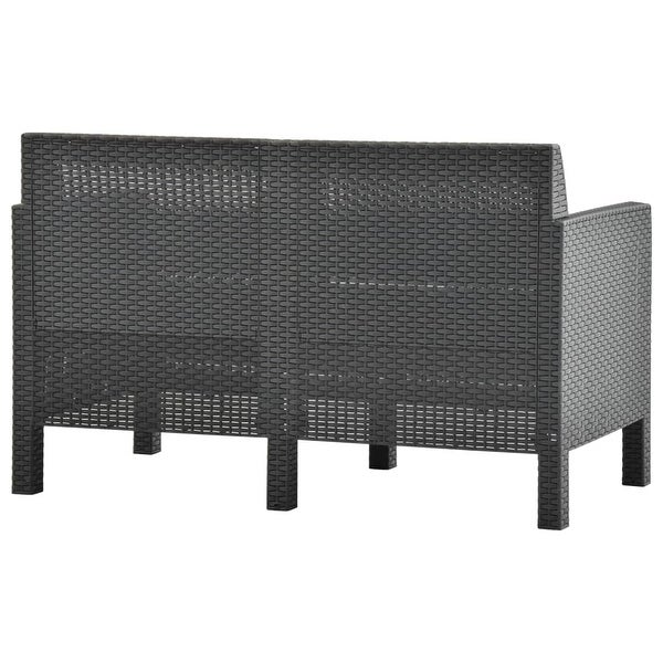 3 Piece Patio Lounge Set with Cushions PP Rattan Anthracite - Overstock - 36226285