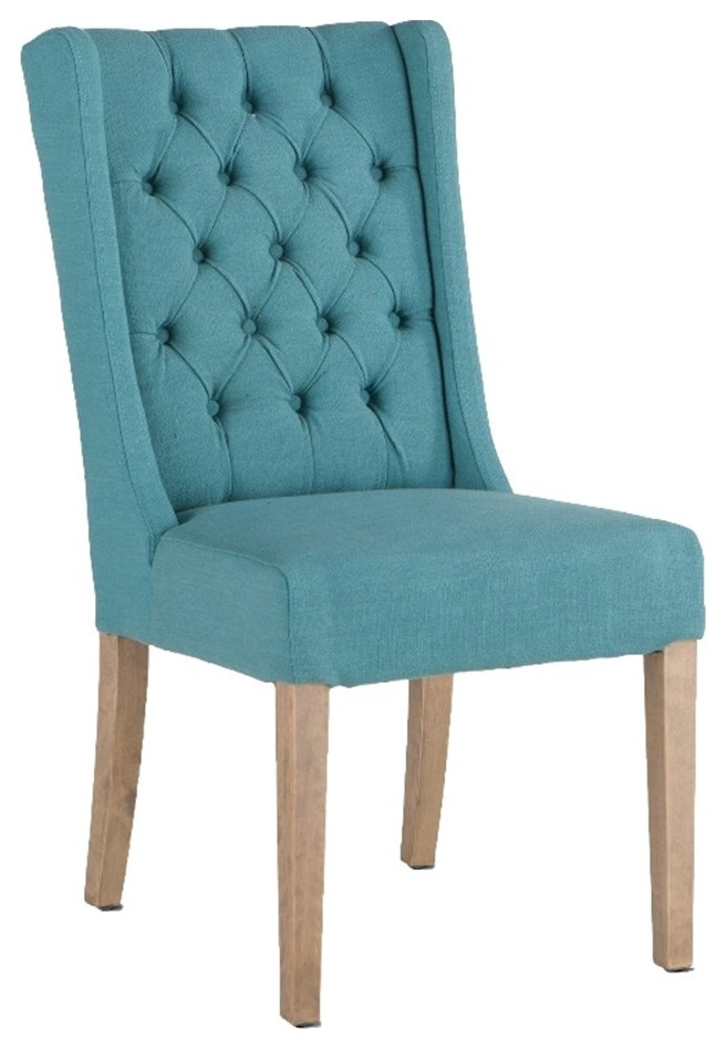 World Interiors Chloe 19.5 quotLinen Fabric Dining Chairs in Teal Blue (Set of 2)   Contemporary   Dining Chairs   by Homesquare  Houzz