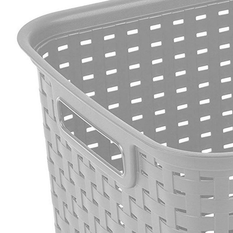 Sterilite Tall Wicker Weave Plastic Laundry Hamper Storage Basket， Gray (6 Pack)