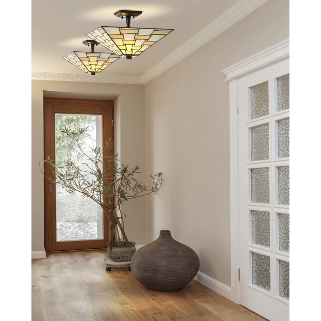 Glass metal Jason  Style Semi Flush Mount includes Energy Efficient Light Bulb White Jonathan Y