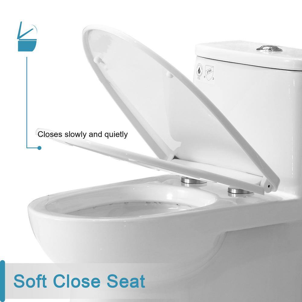 Hanikes One-Piece 1.11.6 GPF Dual Flush Elongated Toilet in White Seat Included WaterSense Toilet AR134E