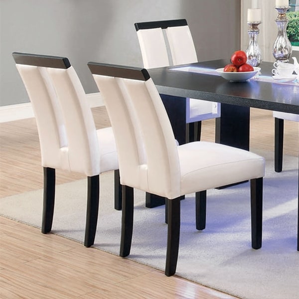 Topcraft Set of 2 Black and White Leatherette Dining Room Chairs