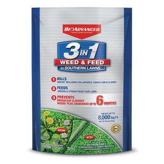 BIOADVANCED 20 lbs. 3-In-1 Weed and Feed for Southern Lawns 820106W