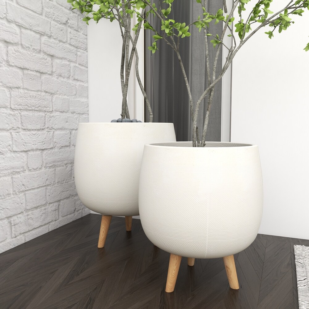 Ceramic Contemporary Planter (Set of 2)   12 x 12 x 15Round