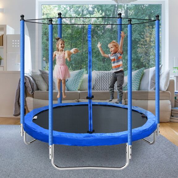 8FT Trampoline with Safety Enclosure Net  Heavy Du...