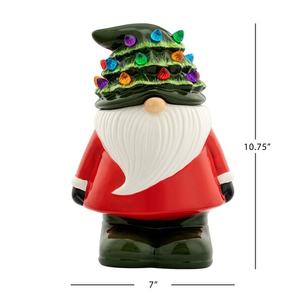 10.75 Nostalgic Ceramic Lit Gnome Cookie Jar