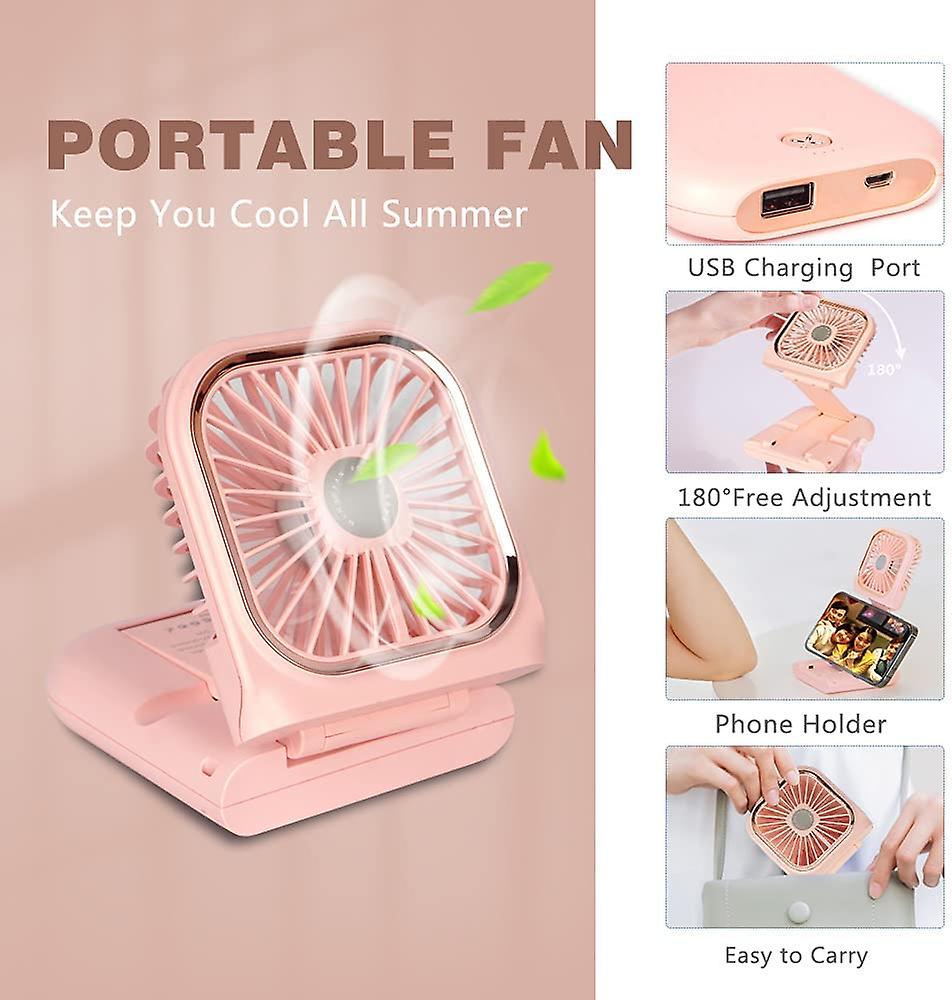 12.7 Cm Mini Portable Fan Small Battery Operated Fan 1 As Power Bank， Phone Holder， Portable Fan， Desk Fan， Personal Usb Rechargeable Fans， 3000 Mah P