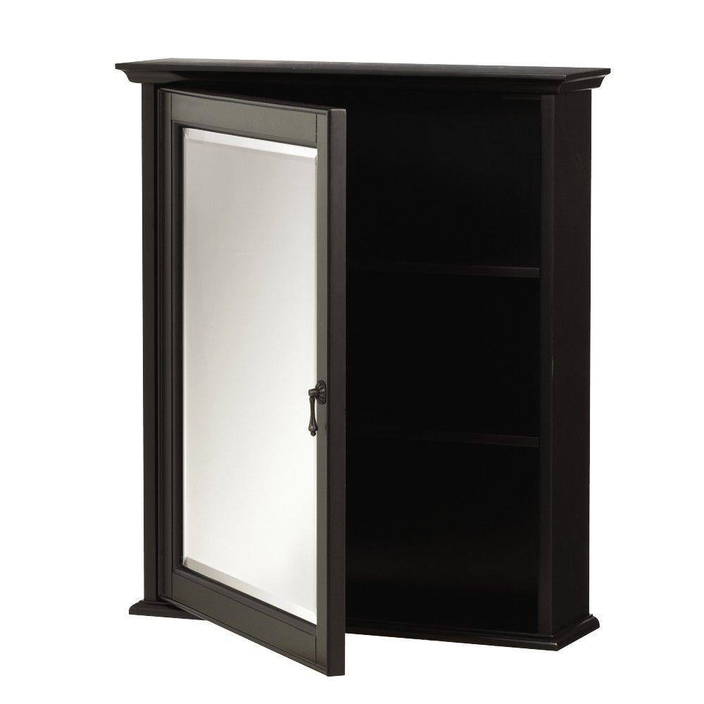 Home Decorators Collection Newport 24 in. W x 28 in. H Framed Bathroom Medicine Cabinet in Black 9390600210