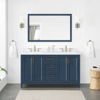 Home Decorators Collection Madsen 60 in. W x 22. D x 34.5 in. H Bath Vanity in Grayish Blue with White Cultured Marble Top Madsen 60GB