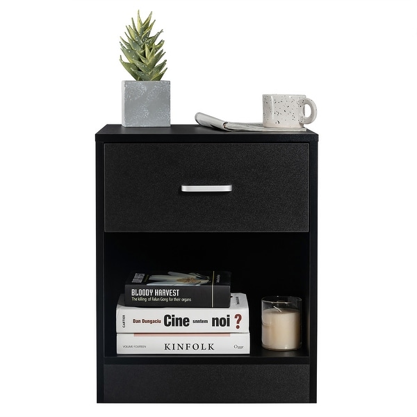 Costway Nightstand with Drawer Storage Cabinet Modern Beside End Table