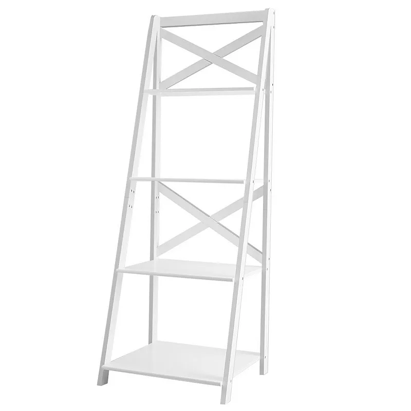 4-Tier Leaning Free Standing Ladder Shelf Bookcase