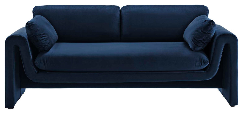 Waverly Performance Velvet Sofa  Midnight Blue   Contemporary   Sofas   by First of a Kind USA Inc  Houzz