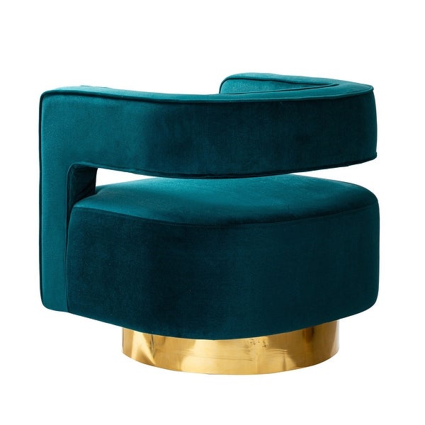 Carisa Modern Upholstered Swivel Comfy Open-Back Barrel Chair with Golden Base by HULALA HOME