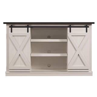 Bell'O Cottonwood 54 in. Sargent Oak and Cream Wood TV Stand Fits TVs Up to 60 in. with Storage Doors TC54-6127-TPG03