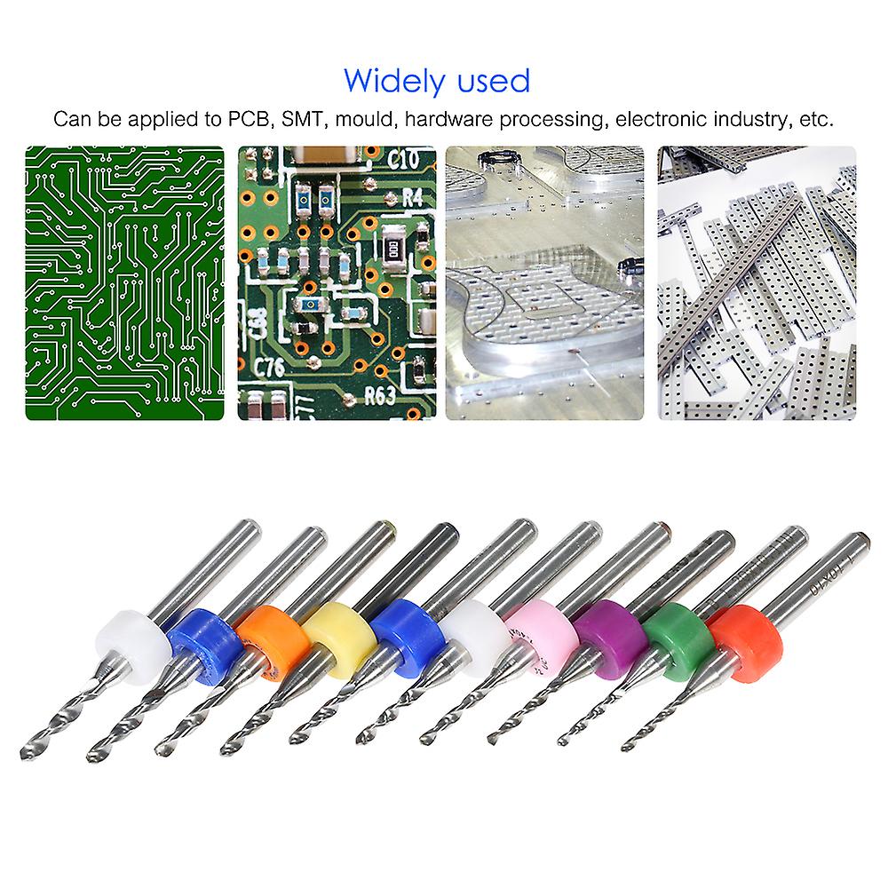 10pcs Tungsten Carbide Micro Drill Bits Set Engraving Tools For Pcb Circuit Board 1.1mm+1.2mm+1.3mm+1.4mm+1.5mm+1.6mm+1.7mm+1.8mm+1.9mm+2.0mm No.26669