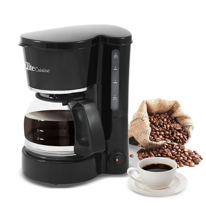 Elite Gourmet 5-Cup Coffee Maker with Pause and Serve