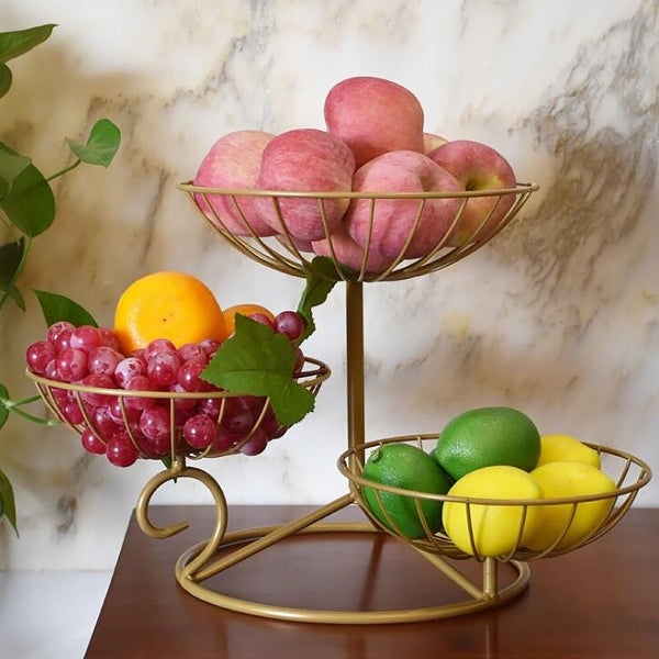 3-Tier Multifunctional Metal Fruit Storage Basket Stand Detachable