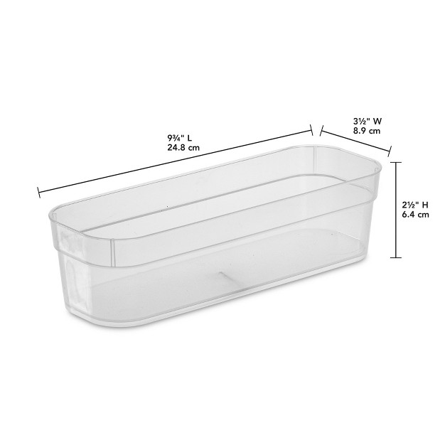 Sterilite Narrow Storage Trays With Sturdy Banded Rim And Textured Bottom For Desktop And Drawer Organizing