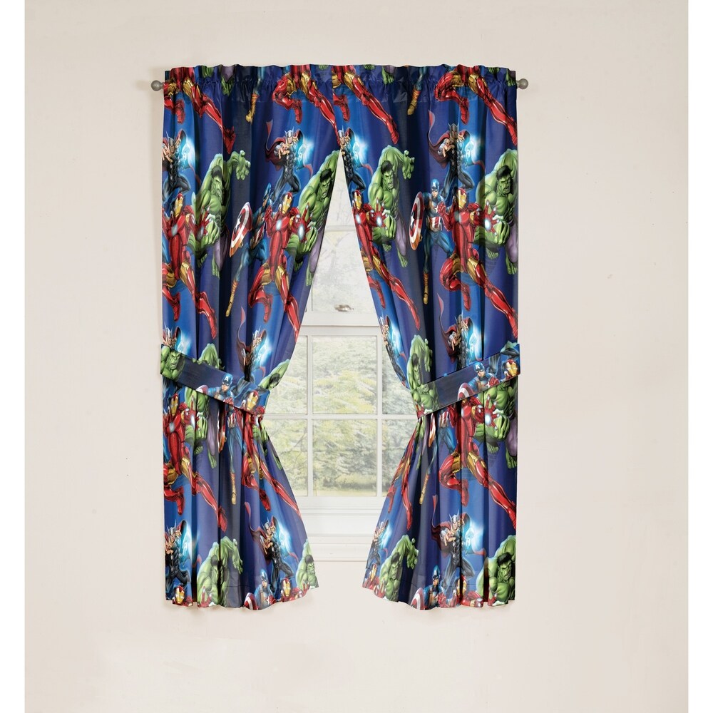 Marvel Avengers Blue Circle 4 Piece Curtain Drapes Set