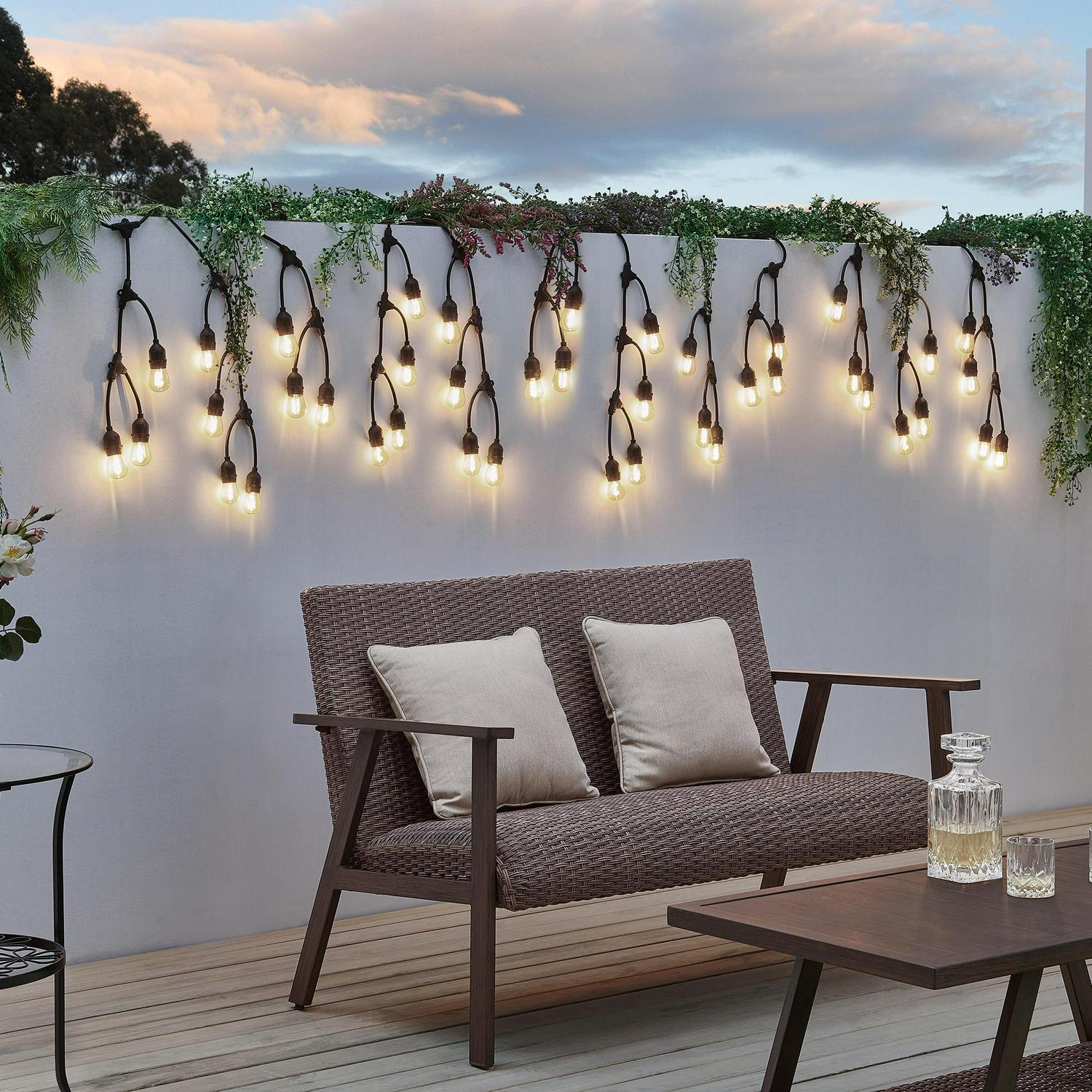 Ove Decors 27.5 ft. Fence String Lights with Glass bulbs and Black Wire