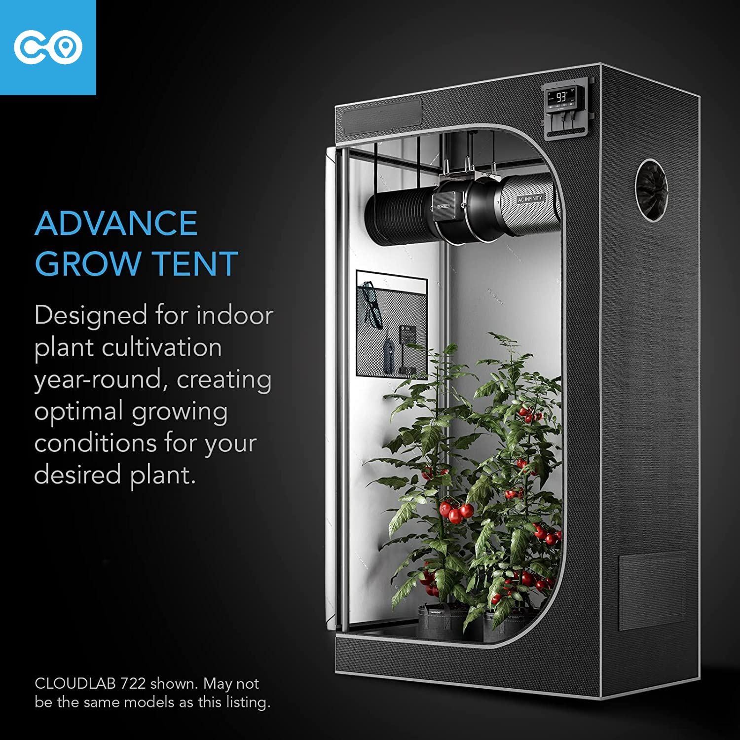 CLOUDLAB 844 Advance Grow Tent  48\u201Dx48\u201Dx80\u201D Thickest 1 in. Poles  Highest Density 2000D Diamond Mylar Canvas  4x4 for Hydroponics Indoor Growing