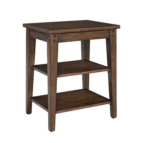 Lake House Rustic Brown Oak Tiered Table