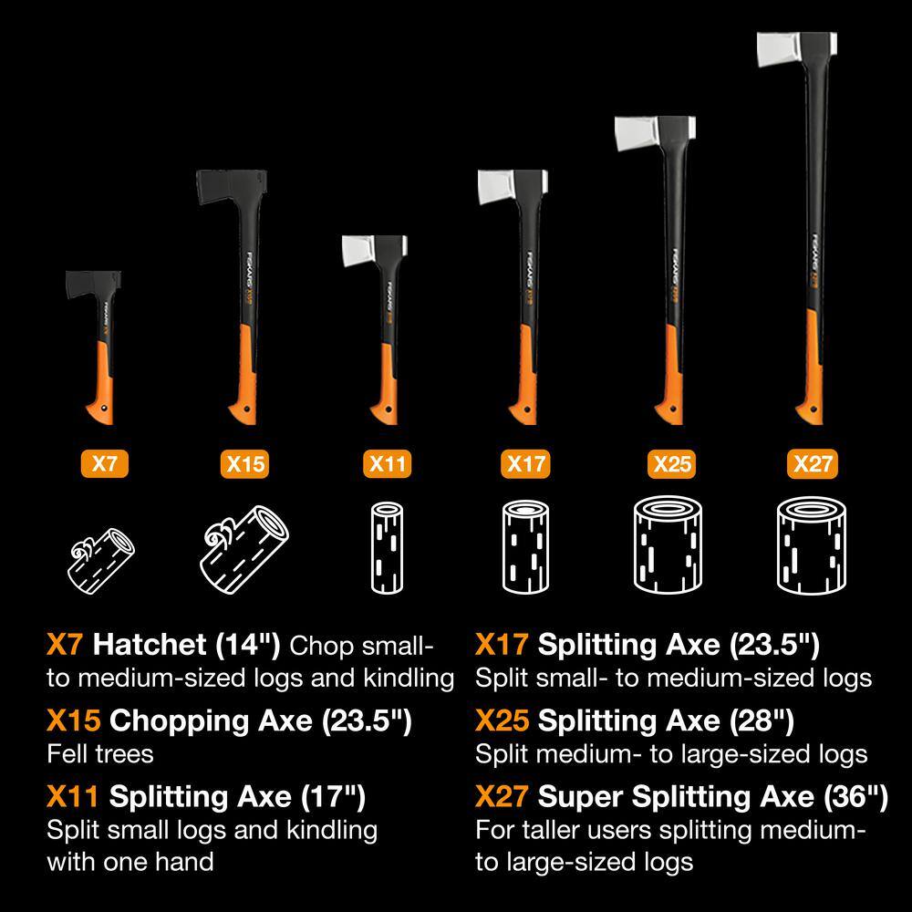 Fiskars X25 6.3 lb. Splitting Axe with 28 in. Shock-absorbing Handle 378541-1003