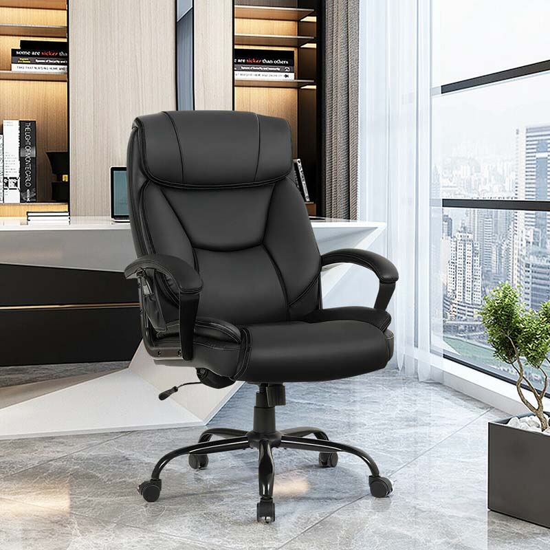 500 LBS Big & Tall Office Chair Massage Executive Chair PU Leather High Back Computer Desk Chair