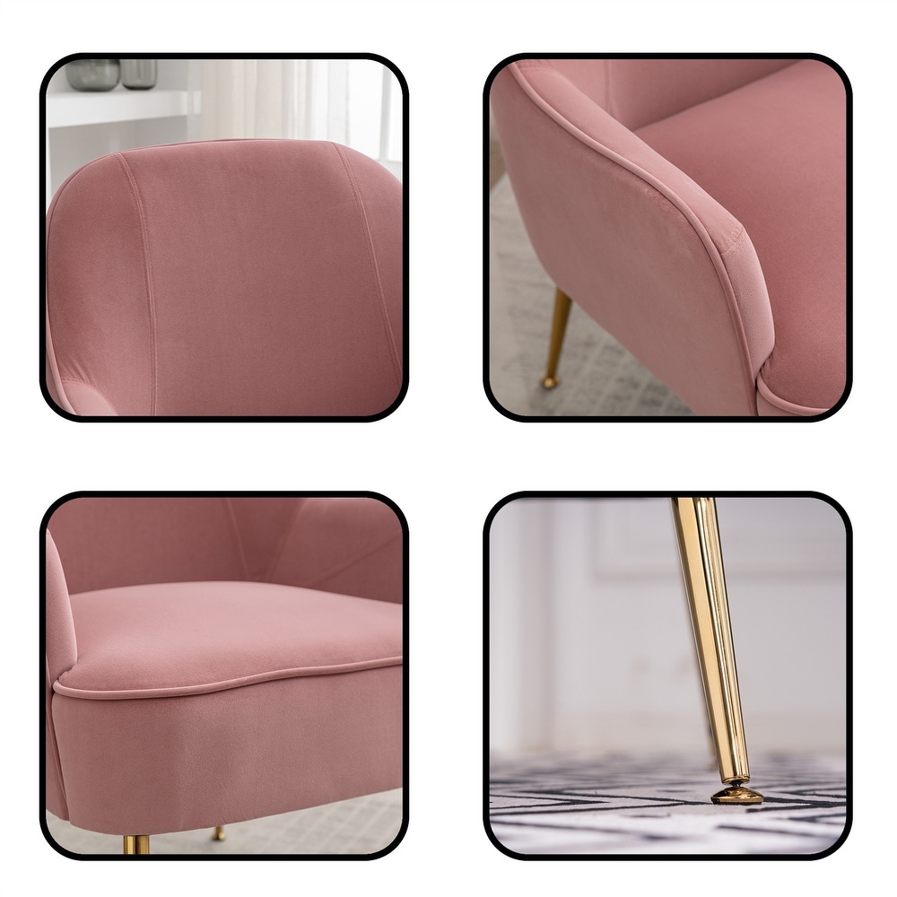 Soft Velvet Accent Chair With Gold Legs And Adjustable Feet Screws