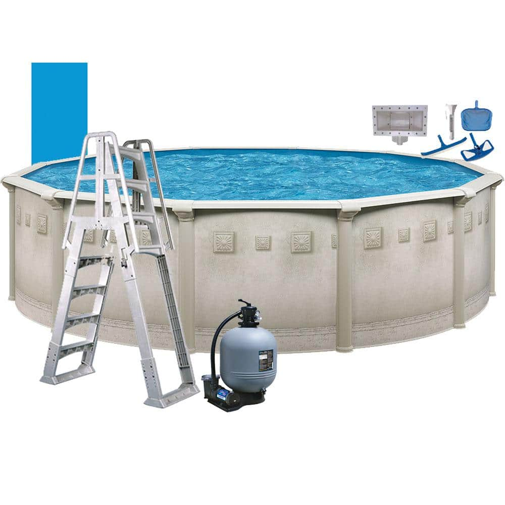 AQUARIAN Palisades 24 ft. Round 52 in. D Above Ground Hard Sided Pool Package PSEA2452HD5