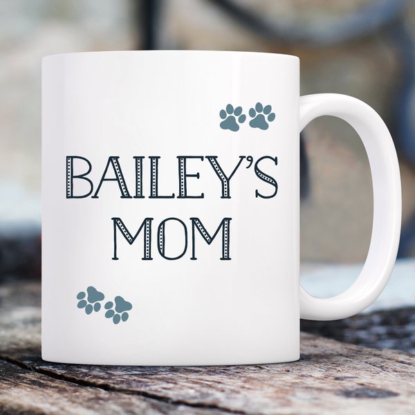 904 Custom Personalized Pawprint Dog Mom Mug， 11-oz