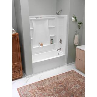 Delta Classic 500 60 in. x 30 in. Alcove Right Drain Bathtub and Wall Surrounds in High Gloss White BVS2-C512-WH