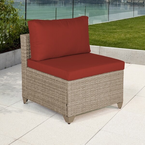 Maui Outdoor Armless Sofa in Natural Aged Wicker