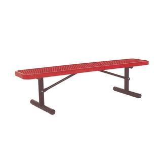 Ultra Play 6 ft. Diamond Red Portable Commercial Park Bench without Back Surface Mount PBK942P-V6R