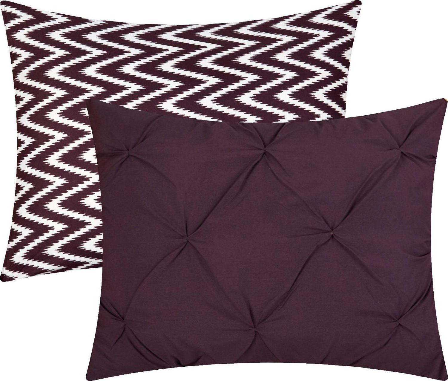 Chic Home Erin 8-Piece Reversible Pinch Pleat Comforter Set， Full/Queen， Purple