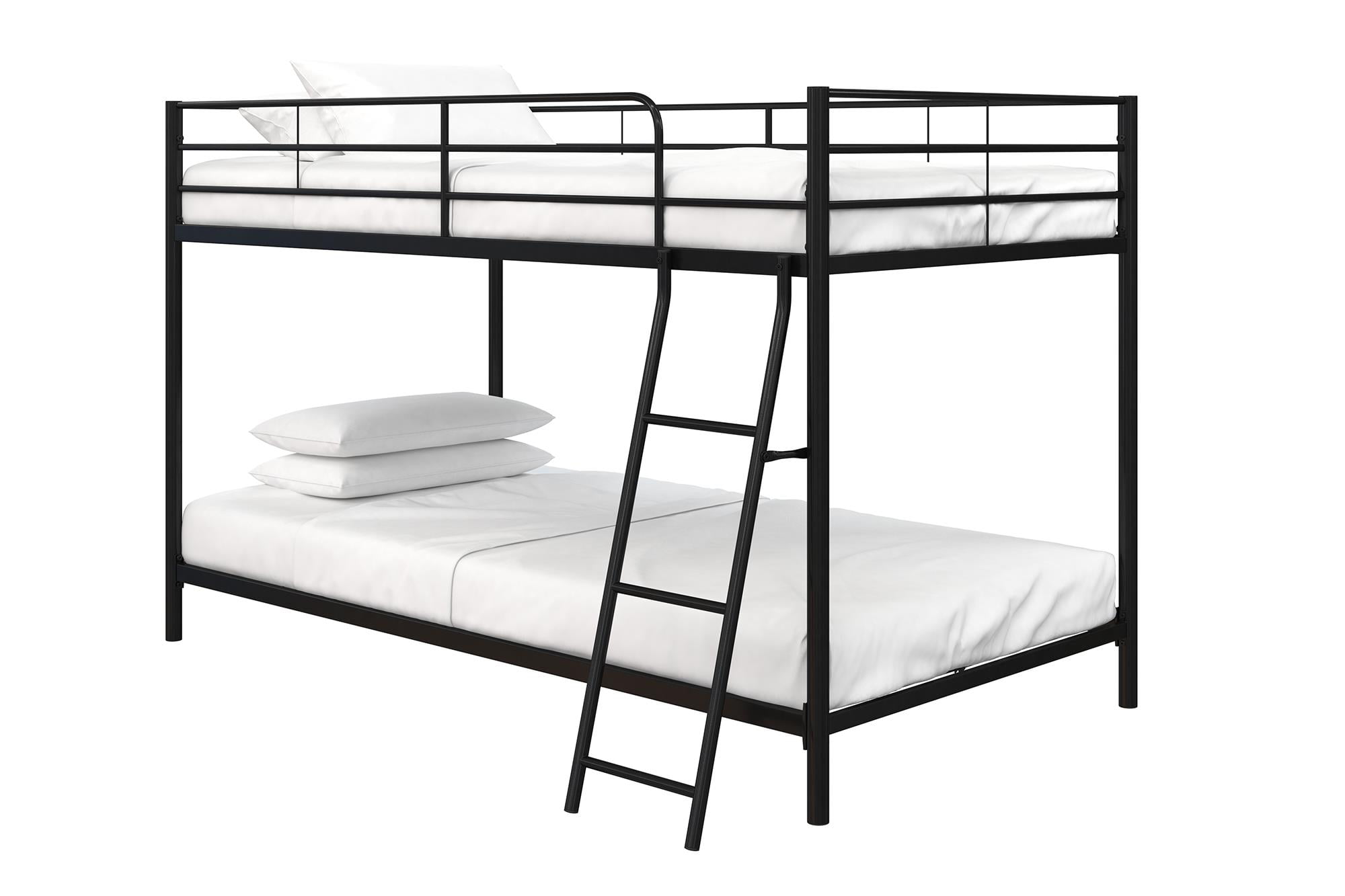 Mainstays Small Space Junior Twin over Twin Metal Bunk Bed, Black