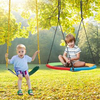 Gymax Swing Set Swing Seat Replacement and Saucer Tree Swing for Indoor and Outdoor (2-Pack) GYM09548