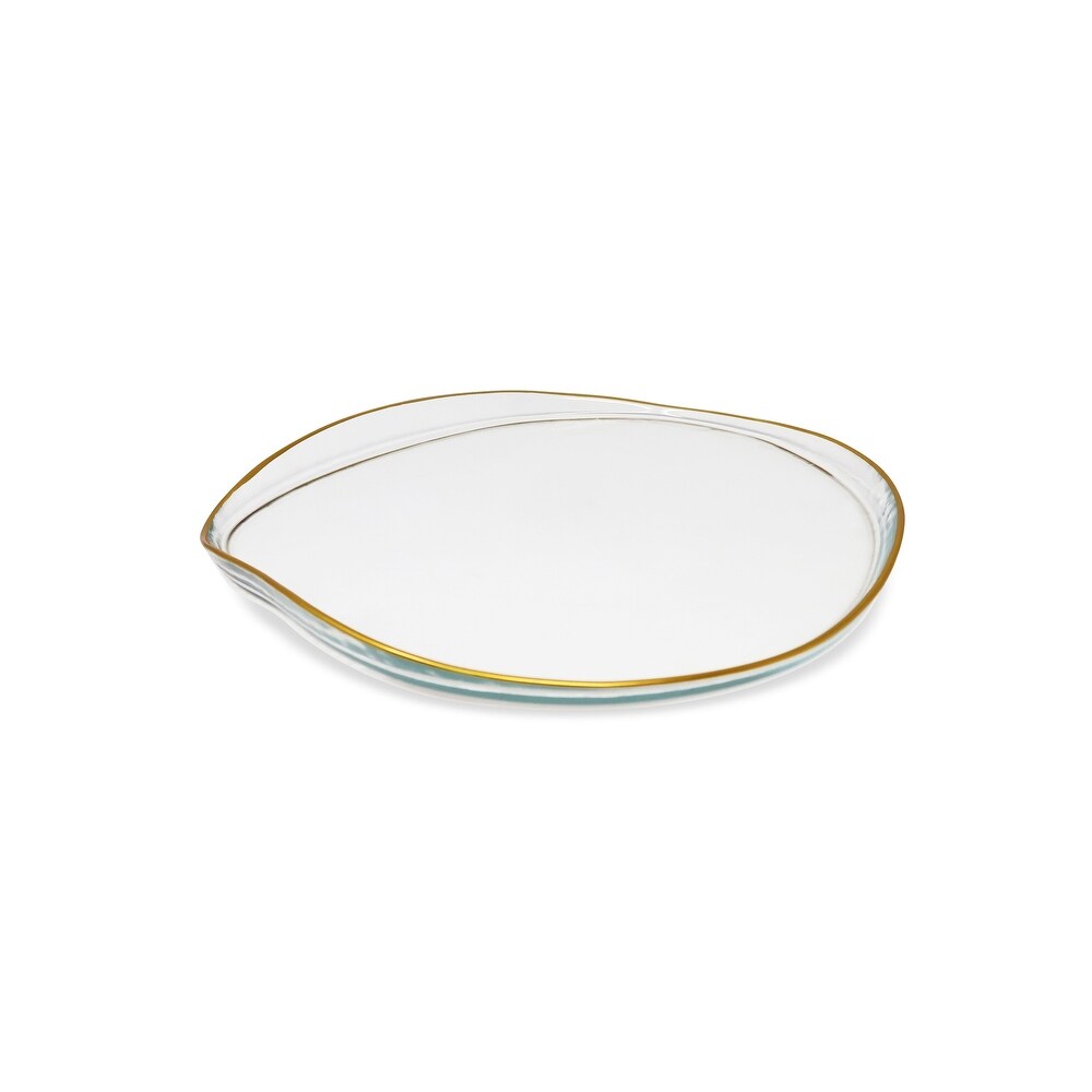 Set of 4 Organic Shaped Plates with Gold Sides