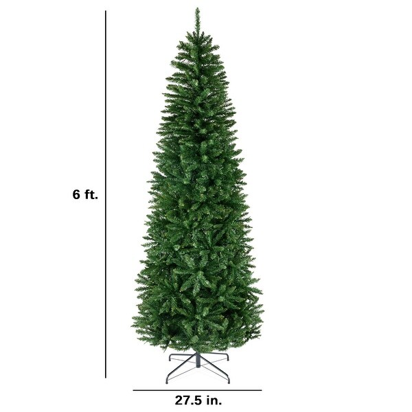 Unlit Spruce Pencil Christmas Tree w/ Folding Metal Base