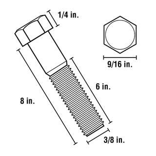 Everbilt 38 in.-16 x 8 in. Zinc Plated Hex Bolt 800936