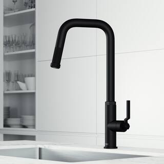 VIGO Hart Angular Single Handle Pull-Down Spout Kitchen Faucet in Matte Black VG02036MB