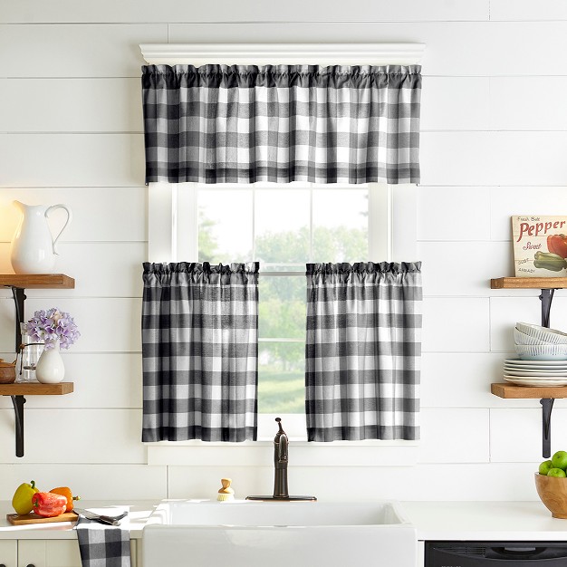 Farmhouse Living Buffalo Check Kitchen Tier Window Curtain Set Of 2 Elrene Home Fashions