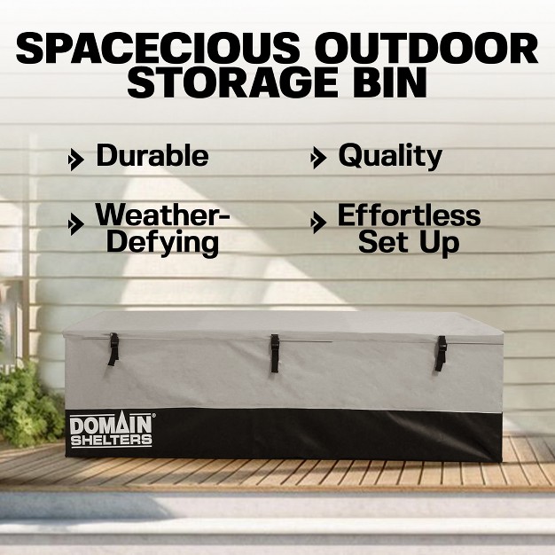 Domain Shelters 176 Gallon 6 X 2 X 2 Foot Outdoor Patio Backyard Garden Storage Container Deck Box W removable Weather Bars amp Clip Buckles Gray black